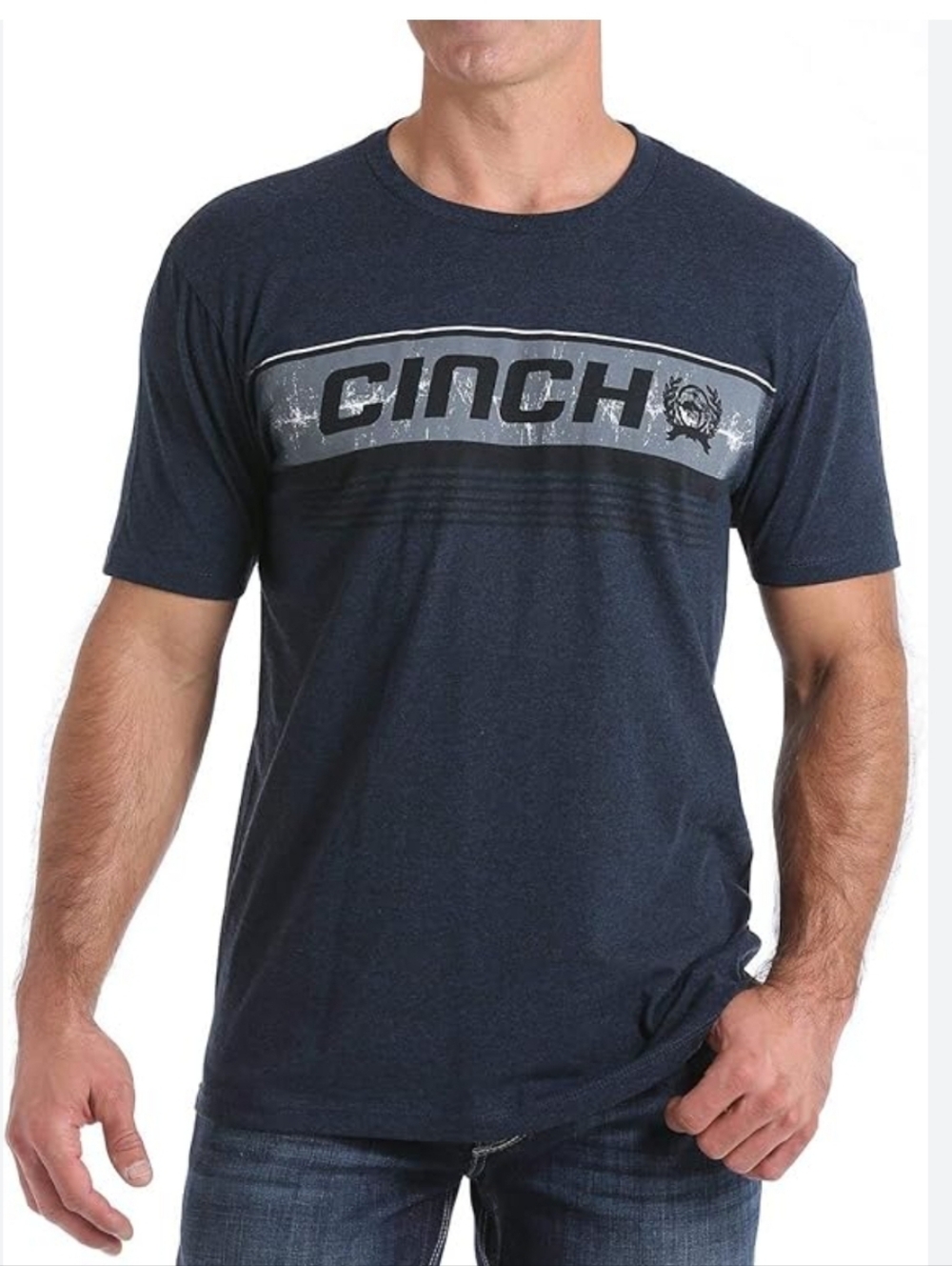 Cinch Men's Blue Heathered Cotton-Poly Jersey Short Sleeve Tee Size Medium